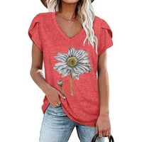 Forestyashe majice za žene casual vrhovi cvjetni bluza od latica za laganu rukav v vrat plus majice majice majice