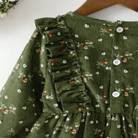 Haljina za malu djecu djevojčice Godine djevojčice cvjetni print godinama djevojčice haljina zimska haljina, zelena