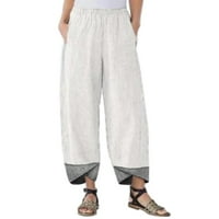 Ženske hlače na rasprodaji modne ženske ljetne Ležerne široke pamučne platnene hlače s džepnim printom bijele