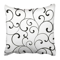 Elegantna jastučnica s crnim uvojcima na bijeloj liniji, ukrašena klasična krivulja, Vintage oblik jastučnice,