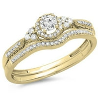 Kolekcija 0. Ženski zaručnički prsten s okruglim dijamantom od 14 karata U Stilu, žuto zlato, veličina 8