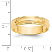 Zaručnički prsten od netaknutog zlata, karatno žuto zlato, lagano polukružno s finozrnatim premazom, Veličina
