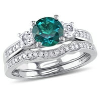 Miabella Women's 1- Carat T.G.W. Stvoren Emerald i stvorio White Sapphire & Carat T.W. Dijamantni 10KT set za