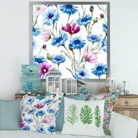 DesignArt 'Pink and Blue Wild Cornflowers' tradicionalni uokvireni umjetnički tisak