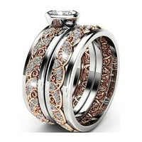 Nekvalitetni prstenovi za žene i djevojke Vintage ružičasti zlatni dijamantni vjenčani setovi jedinstveni filigranski