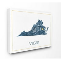 Studell Home Decor Virginia Minimalno plavo mramorni papir Silhouette platno zidna umjetnost