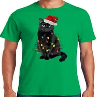 Grafička Amerika svečana božićna mačka s svjetlima muške grafičke majice