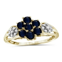 Carat T.G.W. Sapphire i Carat T.W. Bijeli dijamantni srebrni prsten
