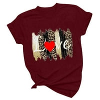 Slatka ljubavna srca majica Žene Valentinove košulje Kratke rukave Osnovne čajnice Loose Fit Spring Tops Ugodne