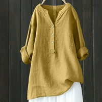 Ženske jesenske modne pamučne lanene majice, prevelika boho bluza s dekolteom u obliku slova a, široka tunika,