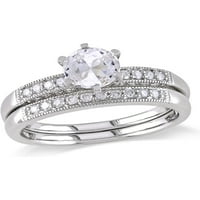 1. Izrađen u laboratoriju Karat bijeli dijamantni safir, set zaručničkih prstenova za mladenke od 10 karata od