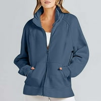 Hot6SL kapuljače za žene Zip Up Dugi rukav jesen ležerne predimenzionirane dukseve jakne od flisa plus kapuljača