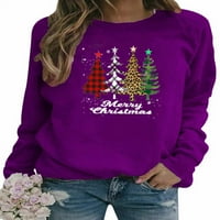 Ženska majica s okruglim vratom s grafičkim printom božićna drvca