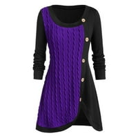 Ženski džemperi plus veličine s okruglim vratom i dugim rukavima, jednobojni, šljokice, Asimetrični vrhovi, džemper,