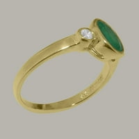 Britanci su napravili 9k žuto zlato prirodni smaragdni i kubični cirkonij ženski obljetnički prsten - Opcije veličine