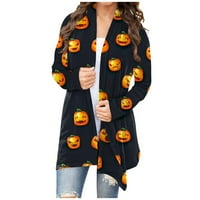 Yubatuo ženska modna casual casual halloween print dugi rukav prednji kardigan tisak top lagana jakna kardigan