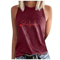 BVNARTY ženski zamršeni srce grafički osnovni tenk vrhovi Okrugli vratni blagdanski košulje vintage country tunika