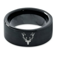 Volfram jelena roga romca prstena muškarci žene udobnost fit crni ravni rez četkani polirani