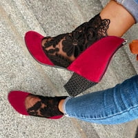 Floleo klirens etnički stil ženske mreže pređe prozračno cvjetovi zatvarač povremene sandale s visokom petom