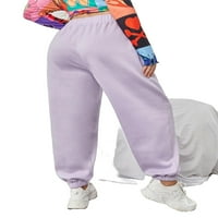 Ženske lila-ljubičaste jednobojne sportske hlače nulte veličine plus