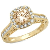 Okrugli rez smeđi prirodni morganit 18K žuto zlato okrugli rez vjenčani prsten za godišnjicu vjenčanja, veličina