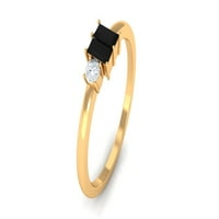 Elegantni prsten od crnog zlata od 0 karata, ženski zaručnički prsten od crnog zlata u Baguetteu, žuto zlato od