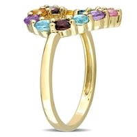 0. Carat T.G.W. Granat, peridot, medeni citrin, plavi topaz, ružičasti turmalin i ametist 10kt žuti zlatni prsten