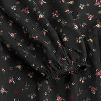 Haljine za žene, večernji Cvjetni print, elegantni, izrez u obliku slova a, Dugi rukav, suknja A kroja, mekana