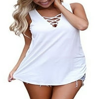 ; / Ženski široki prsluk bez rukava ležerna praznična majica jednobojne majice za plažu s naramenicama