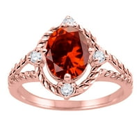 Prstenovi za žene 1. Prsten od granate i dijamanta od 4 karata od ružičastog zlata od 10 karata