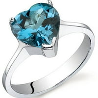 Londonski plavi topaz prsten u obliku srca od 2 karata izrađen od čistog srebra