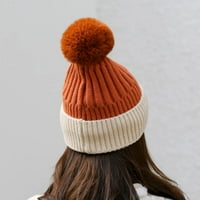 Ženski zimski pleteni šal šešir, set raznobojnih toplih šešira s pahuljastom podstavom, debeli šešir