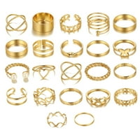 ; set ženskih prstenova visokog sjaja, hipoalergenski poklon od raznih legura, Modni nakit, šuplji prstenovi s
