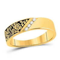 Dijamantni ugovor ženski prsten od žutog zlata od 14 karata s okruglim dijamantom od cvijeta ruže