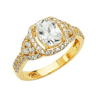 Nakit zaručnički prsten od žutog zlata 14k s kubičnim cirkonijem veličine 7