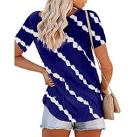 Bluza s kratkim rukavima s kratkim rukavima, ležerni ljetni vrhovi s izrezom u obliku slova U za žene, plava 2