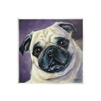 Stupell Industries Purple Pug Face Portret životinje i insekti Slikanje bezbrojne umjetničke print zidne umjetnosti