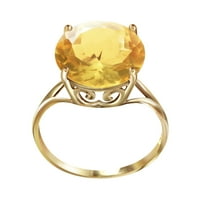 Galaxy Gold 5. Prsten od čistog zlata od 14 karata s prirodnim okruglim citrinom-Veličina 7