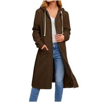 Ženski kaputi i jakne plus veličine, jesenski / zimski kaputi, široki dugi kardigan, kapuljača s džepom, ženski