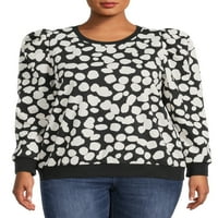 Ženska majica s kapuljačom veličine plus veličine s napuhanim rukavima