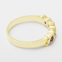 Ženski prsten od 18k žutog zlata od prirodnog ametista britanske proizvodnje-opcije veličine-dostupne veličine