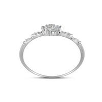 Ženski prsten od bijelog zlata od 10 karata s okruglim baguetteom i dijamantnim ovalnim grozdom od ae