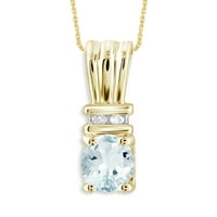 Jewelersclub Carat T.G.W. Aquamarine i bijeli dijamantni naglasak 14K zlato preko srebrnog ženskog privjeska,
