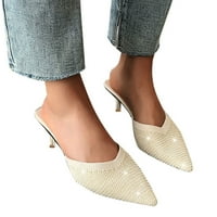 Ženske cipele s tankim potpeticama bez kopča sa šiljastim nožnim prstima, modne Ležerne gležnjače s visokom potpeticom