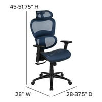 Ergonomska mrežasta uredska stolica od 2 do 5 stupnjeva sa sinkronim nagibom, podesivim naslonom za glavu, lumbalnom