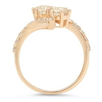 1. dijamant okruglog reza s imitacijom prozirnog dijamanta od žutog zlata 18k s umetcima prsten od 8,5