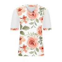 Casual majice za žene, čipkaste majice sa švicarskim točkicama s napuhanim rukavima, slatke cvjetne majice s grafičkim