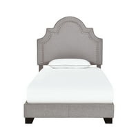 Kućni bračni krevet s mekanim naslonom u obliku meridijana u zadimljenoj sivoj boji