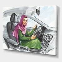 Arapska dama koja vozi automobil II slikanje platna umjetnički tisak