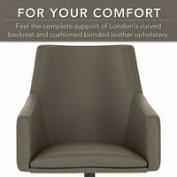 A. I. kožna stolica s podesivim naslonom i okretnim mehanizmom u sivoj boji